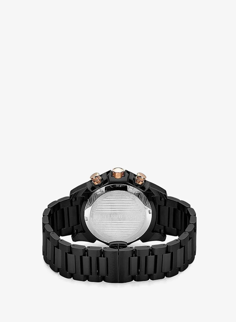 CERRUTI 1881 Men's Round Shape Stainless Steel Band Analog Wrist Watch 45.5 mm - Black Dial - CIWGI2207402