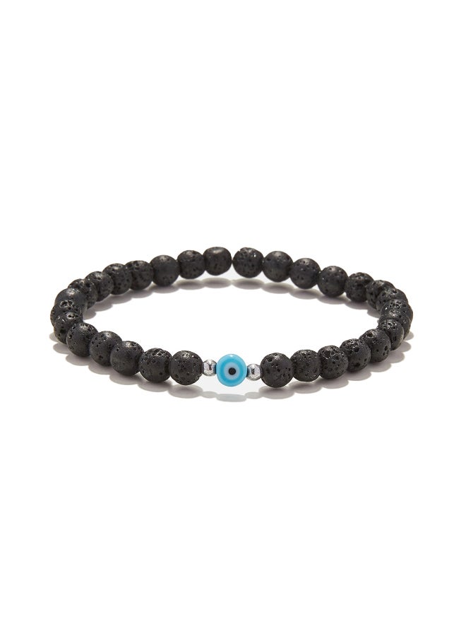 CHRYSOSTOMOS Handmade Blue Lava and Evil Eye Bracelet For Men - Image 1