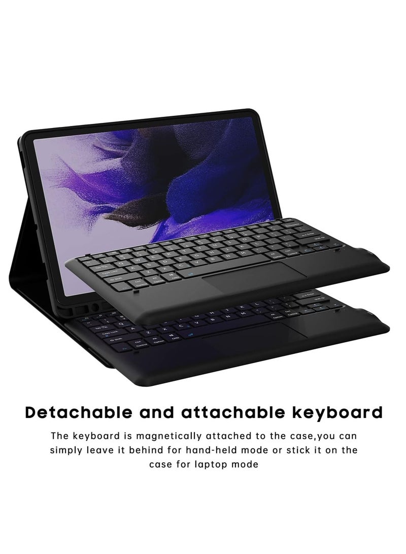 حافظة لهاتف سامسونج جالاكسي تاب S7 FE / S7 Plus /S8+ 12.4 بوصة مع لوحة مفاتيح - غطاء لوحة مفاتيح لوحية لاسلكية ذكية قابلة للفصل - Image 2