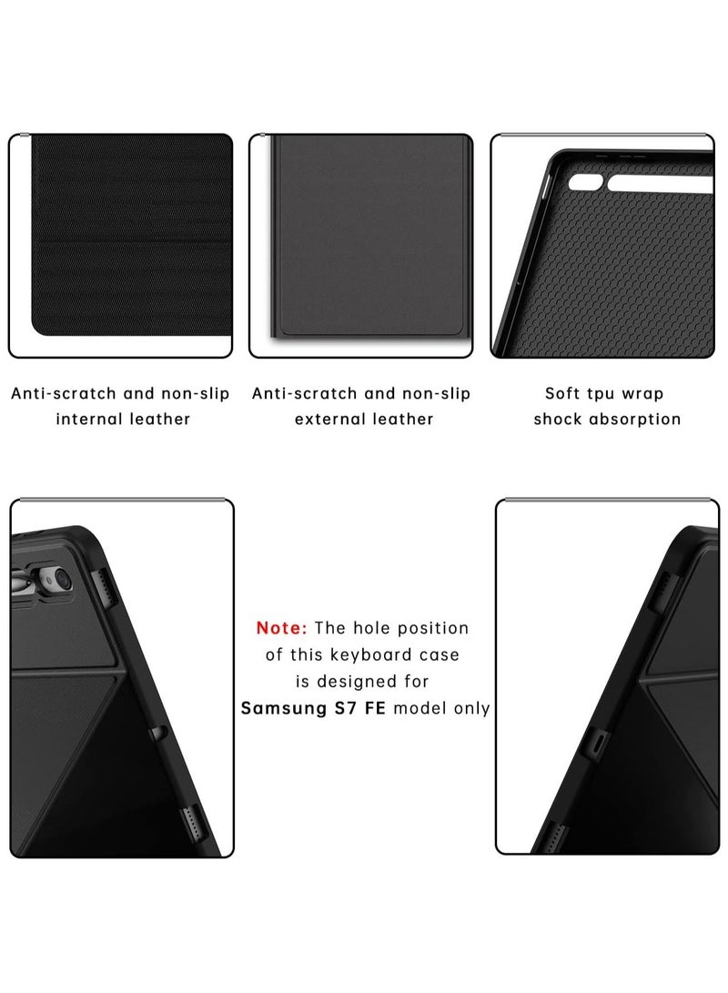 حافظة لهاتف سامسونج جالاكسي تاب S7 FE / S7 Plus /S8+ 12.4 بوصة مع لوحة مفاتيح - غطاء لوحة مفاتيح لوحية لاسلكية ذكية قابلة للفصل - Image 5