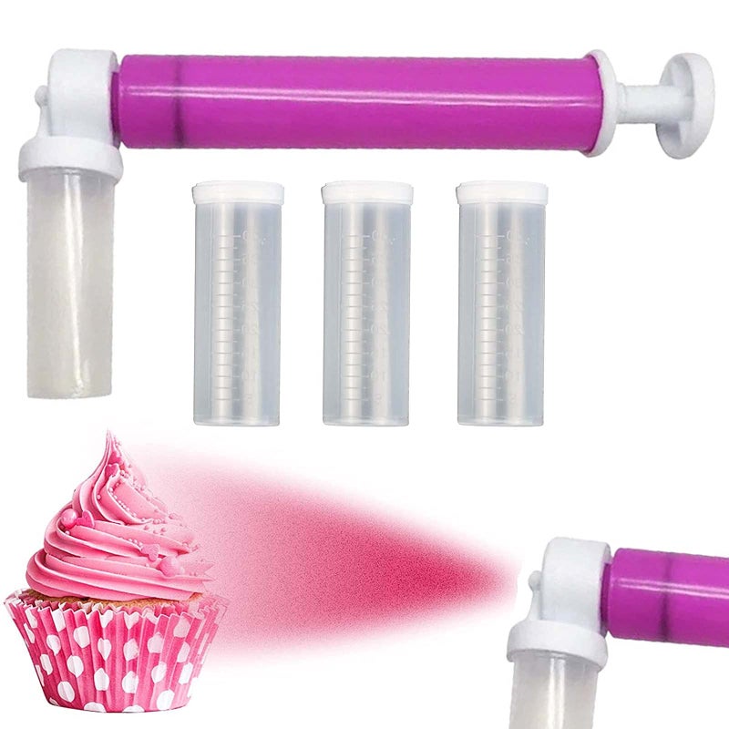 Rainmae Manual Airbrush for Decorating Pastry Cake DIY Baking Tools with 4pcs Cake Spray Tube for Kitchen Cupcakes Cookies and Desserts Decorating Cake Icing Coloring Spray Gun Kitchen Supplies Tool