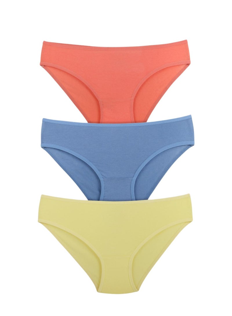 Karma Pack of 3 Plain Cotton Bikini Panties Underwear for Women - Image 1