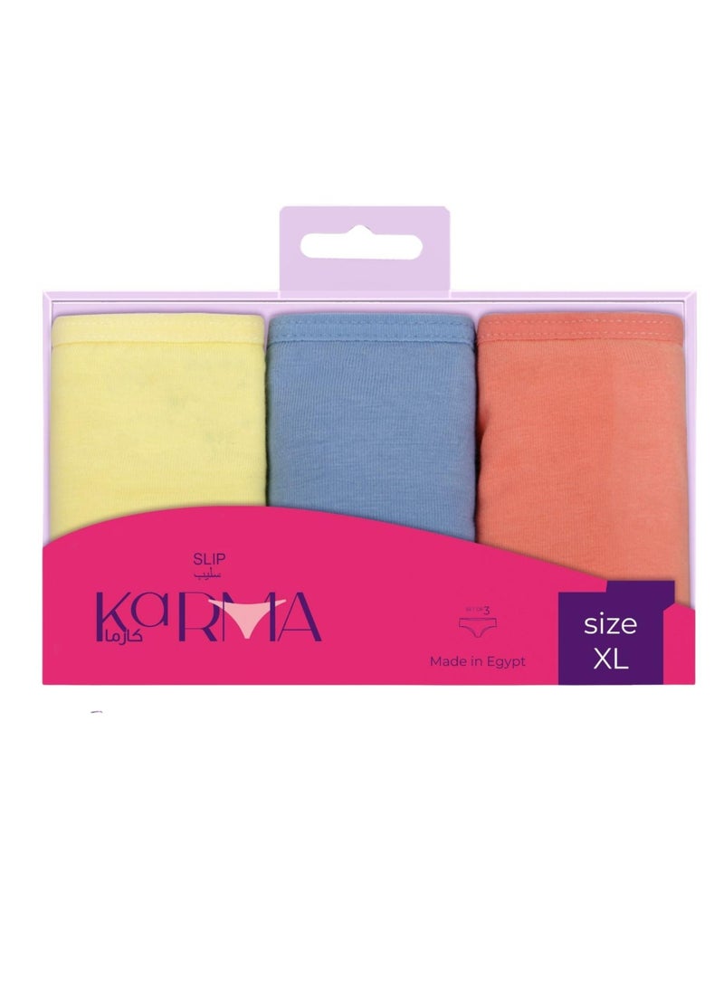 Karma Pack of 3 Plain Cotton Bikini Panties Underwear for Women - Image 2