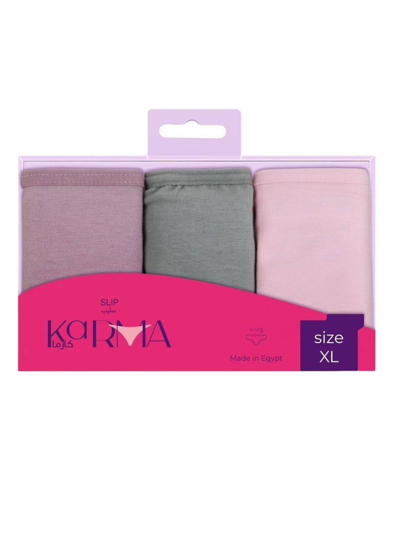 Karma Pack of 3 Plain Cotton Bikini Panties Underwear for Women - Image 4