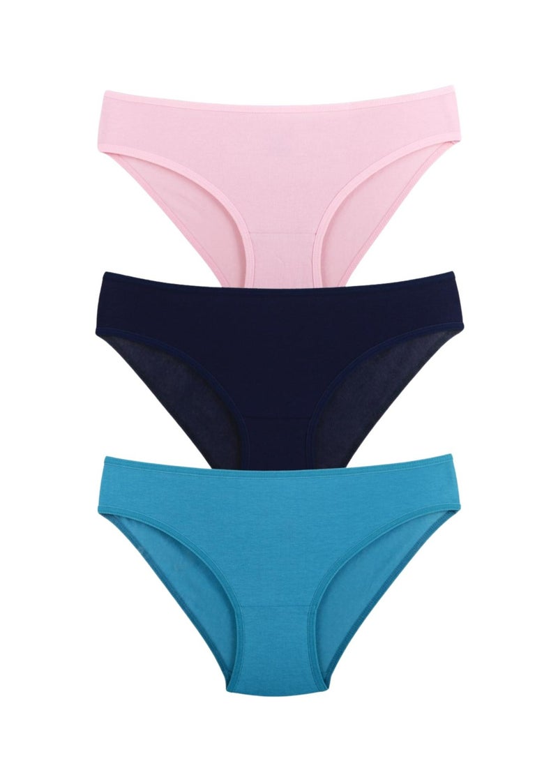 Karma Pack of 3 Plain Cotton Bikini Panties Underwear for Women - Image 5