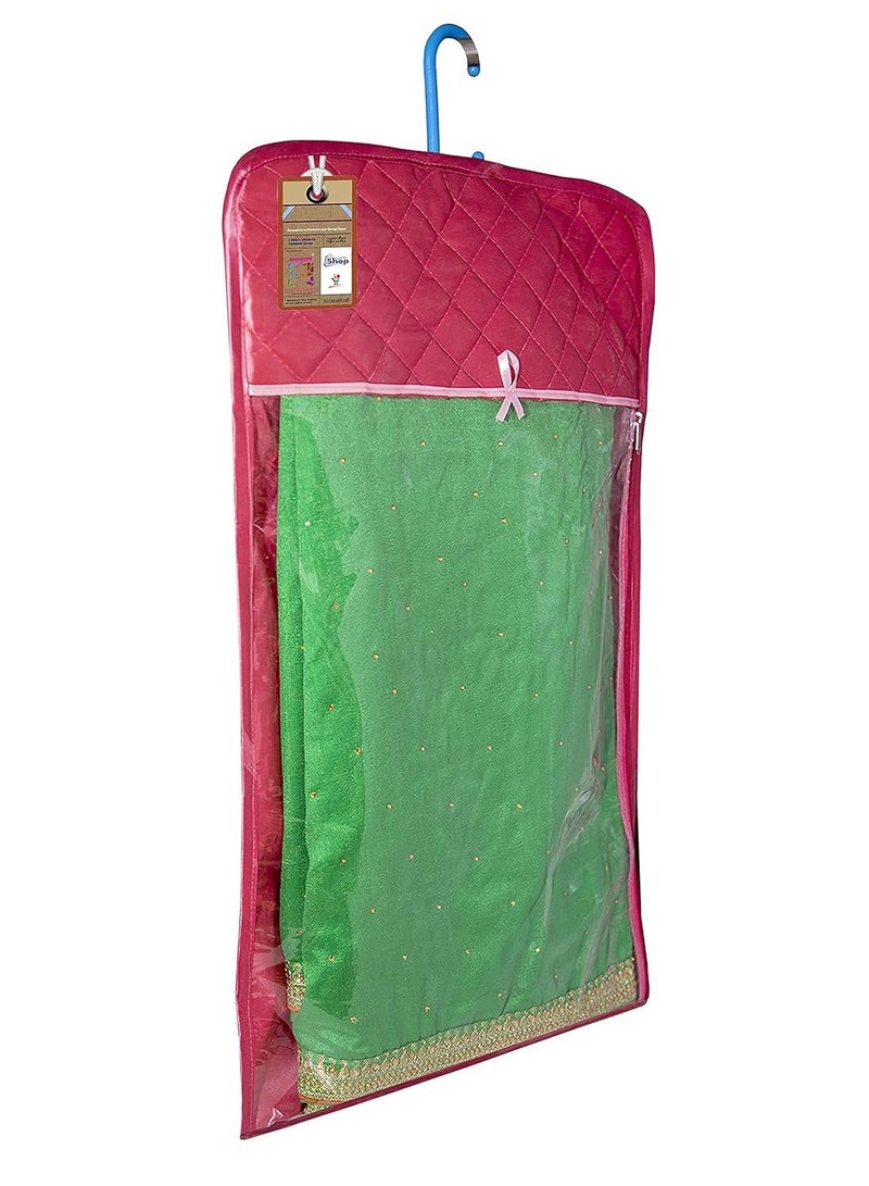 atorakushon Satin Meroon Hanging Saree Cover Wardrobe Cloth organizer for Storage Rack Garment Storage Bags Pack of 3 - Image 2