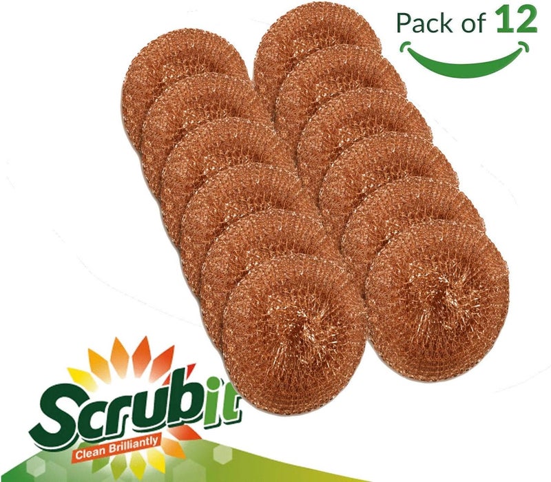 SCRUBIT 12 Pack Copper Coated Scourers by – Scrubber Pad Used for Dishes, Pots, Pans, and Ovens. Easy scouring for Tough Kitchen Cleaning. - Image 2