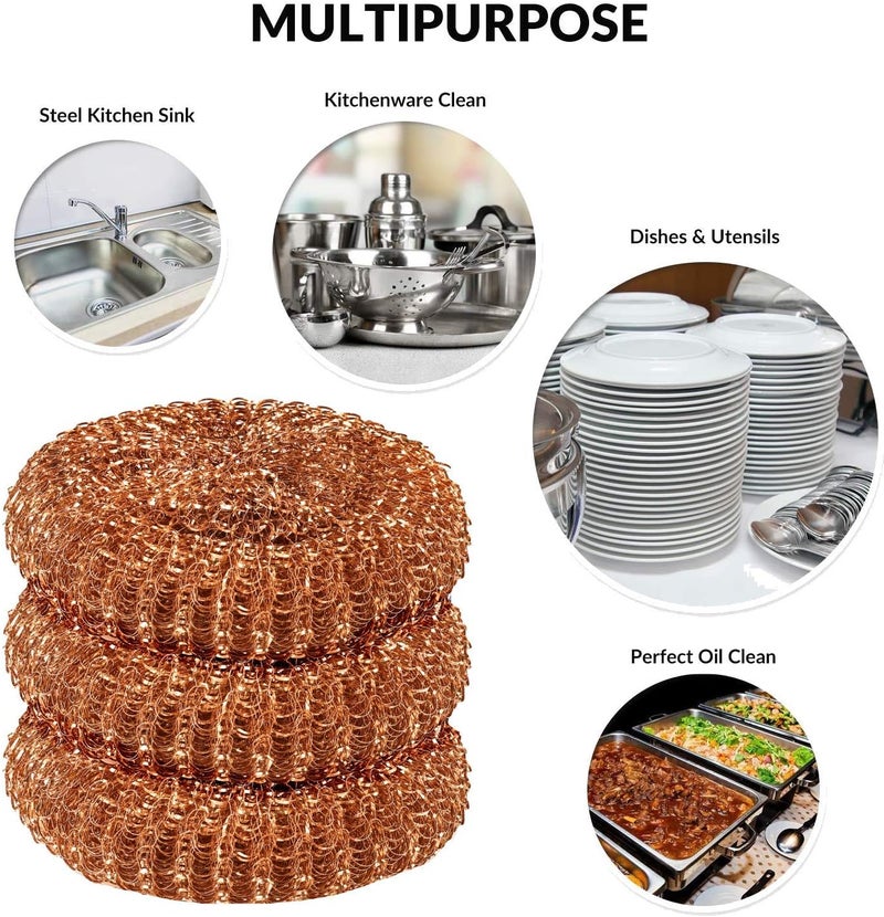 SCRUBIT 12 Pack Copper Coated Scourers by – Scrubber Pad Used for Dishes, Pots, Pans, and Ovens. Easy scouring for Tough Kitchen Cleaning. - Image 3