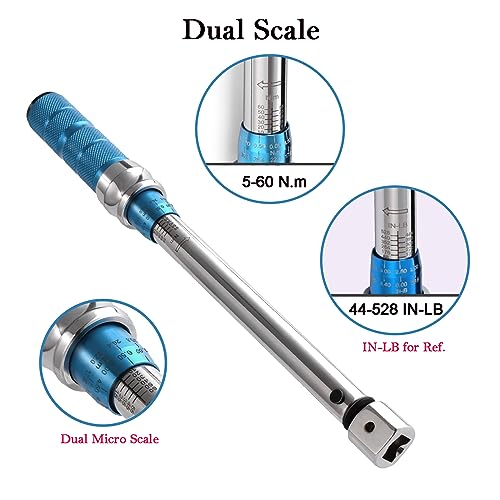 COTOUXKER Open End Adjustable Torque Wrench, 5 to 60 Nm Torque Wrench Set with 30mm Open End and 3/8 Drive Ratchet Changeable Head for Hvac Mini Split - Image 3