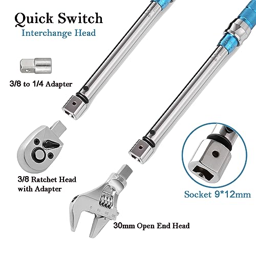 COTOUXKER Open End Adjustable Torque Wrench, 5 to 60 Nm Torque Wrench Set with 30mm Open End and 3/8 Drive Ratchet Changeable Head for Hvac Mini Split - Image 2