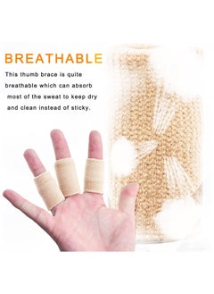 Folanry Sport Finger Sleeves,Thumb Splint Brace For Triggger Finger Support, Breathable Elastic Finger Tape Compression Pression Protector,Reusable and Breathable Finger Support Sleeves for Relieving Pain, Sports, Arthritis,Trigger Finger,10PCS (Beige)  - Image 4