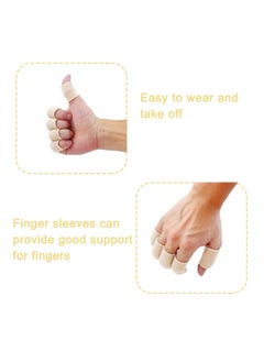Folanry Sport Finger Sleeves,Thumb Splint Brace For Triggger Finger Support, Breathable Elastic Finger Tape Compression Pression Protector,Reusable and Breathable Finger Support Sleeves for Relieving Pain, Sports, Arthritis,Trigger Finger,10PCS (Beige)  - Image 5