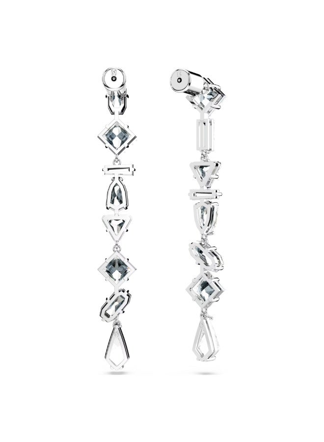 Swaro Mesmera drop earrings  Asymmetrical design  Mixed cuts  Long  White - Image 4