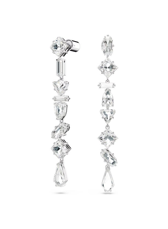 Swaro Mesmera drop earrings  Asymmetrical design  Mixed cuts  Long  White - Image 2