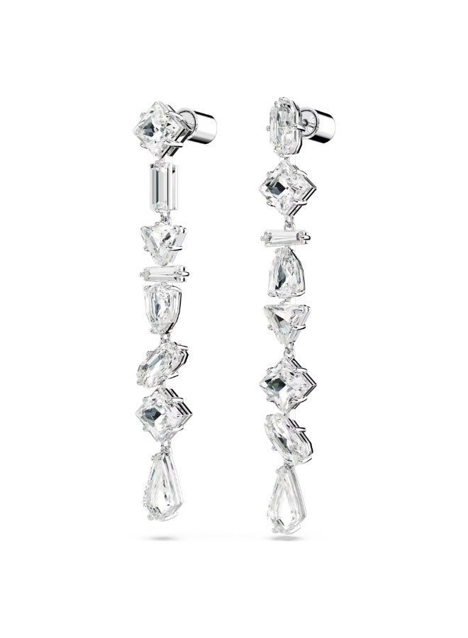 Swaro Mesmera drop earrings  Asymmetrical design  Mixed cuts  Long  White - Image 3