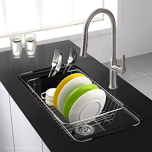 SANNO Expandable Dish Drying Rack Over The Sink Dish Drainer Dish Rack in Sink or On Counter with Utensil Silverware Storage Holder, Rustproof Stainless Steel - Image 4