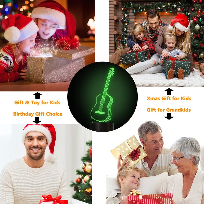 FULLOSUN 3D Night Light Guitar Gifts for Music Lover, 3D Illusion Lamp with Remote Control &16 Colors Changing Amazing Idea Choice for Musical Instrument Shop Home Party Supply Decoration Xmas - Image 3
