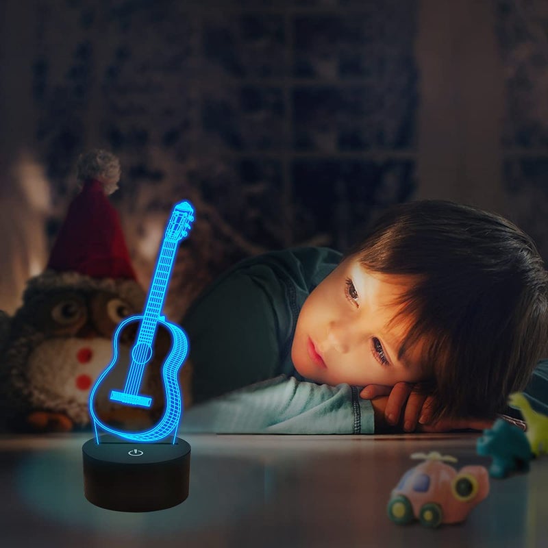 FULLOSUN 3D Night Light Guitar Gifts for Music Lover, 3D Illusion Lamp with Remote Control &16 Colors Changing Amazing Idea Choice for Musical Instrument Shop Home Party Supply Decoration Xmas - Image 2