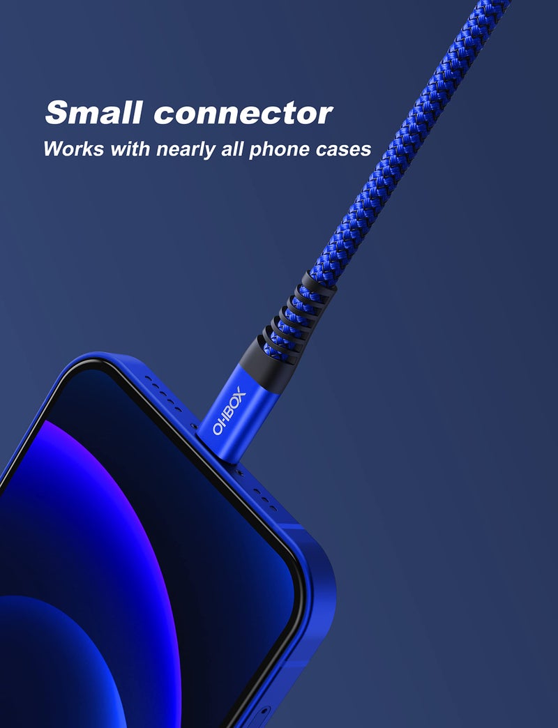 ohbox iPhone Charger Cable 6FT, USB to Lightning Cable 3Pack Braided USB iPhone Charger Fast Charging Cable iPhone Cord Compatible with iPhone 14/13/12/11/Pro/Max/Mini/X/Plus/8/7/6/5S/SE/Plus/iPad and More - Image 3