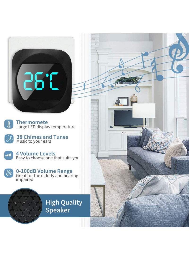 Wireless Doorbel with 1000ft Range, Ip44 Waterproof Door Bell Chime Kit with Thermometer LED Display, 38 Chimes, 0-100db Loud 4-Level Volume, Plug in Doorbells Cordless - Image 2