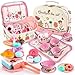Minnot Tea Party Set for Little Girls Flower Tea Sets Toys for Toddlers Girls Age 3 4 5 6 Year Old Toddler Kids Kitchen Pretend Play Toys - Image 3
