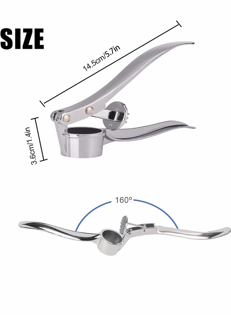Stainless Steel Garlic Press, Press Crusher, Crush Garlic & Ginger with Ease, Zinc Alloy Small Kitchen Utensils Gadgets, Easy to Use and Clean, Non-Slip Handle for Restaurant Home Kitchen