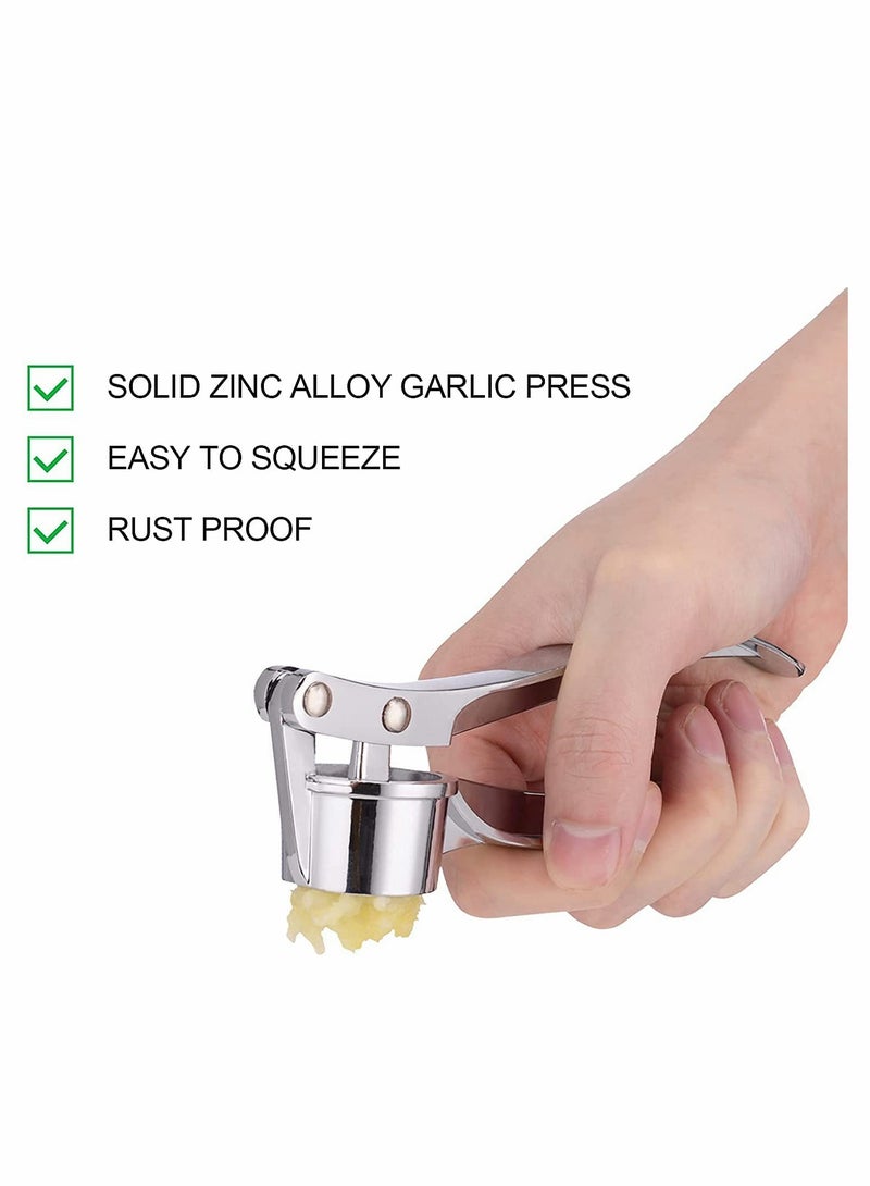 Stainless Steel Garlic Press, Press Crusher, Crush Garlic & Ginger with Ease, Zinc Alloy Small Kitchen Utensils Gadgets, Easy to Use and Clean, Non-Slip Handle for Restaurant Home Kitchen