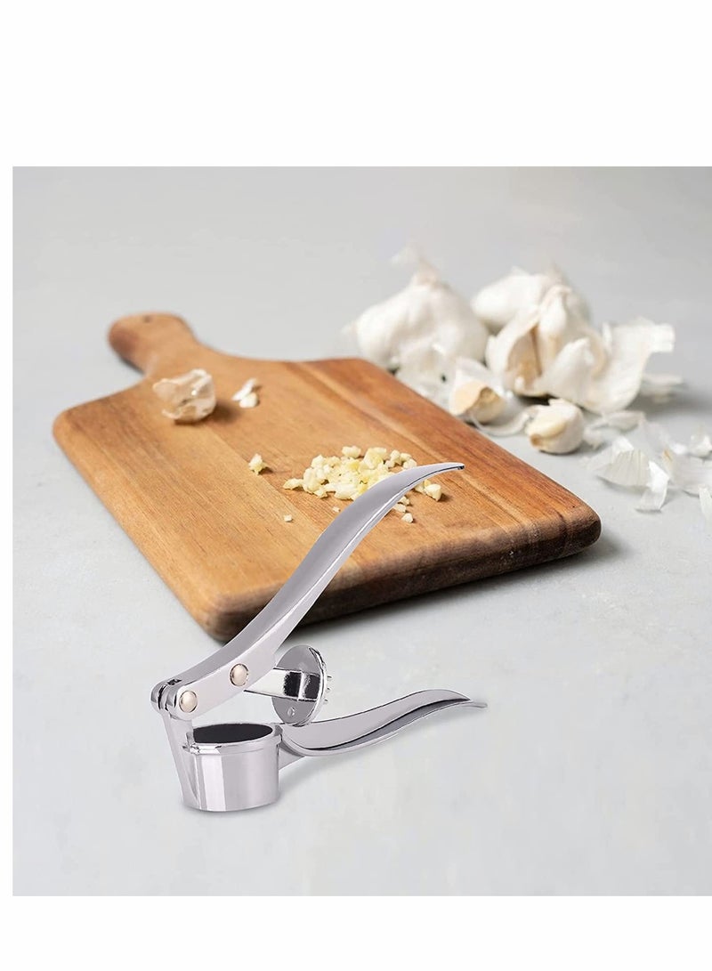 Stainless Steel Garlic Press, Press Crusher, Crush Garlic & Ginger with Ease, Zinc Alloy Small Kitchen Utensils Gadgets, Easy to Use and Clean, Non-Slip Handle for Restaurant Home Kitchen