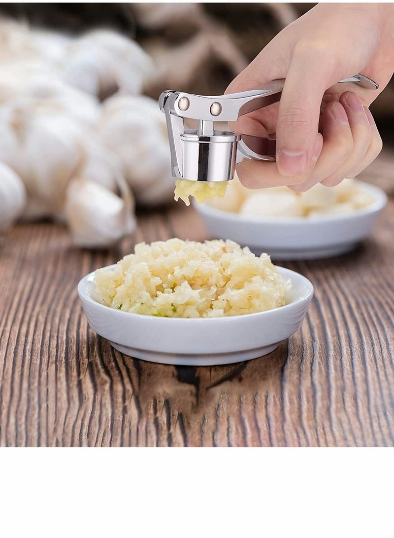 Stainless Steel Garlic Press, Press Crusher, Crush Garlic & Ginger with Ease, Zinc Alloy Small Kitchen Utensils Gadgets, Easy to Use and Clean, Non-Slip Handle for Restaurant Home Kitchen