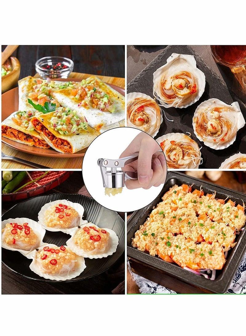Stainless Steel Garlic Press, Press Crusher, Crush Garlic & Ginger with Ease, Zinc Alloy Small Kitchen Utensils Gadgets, Easy to Use and Clean, Non-Slip Handle for Restaurant Home Kitchen