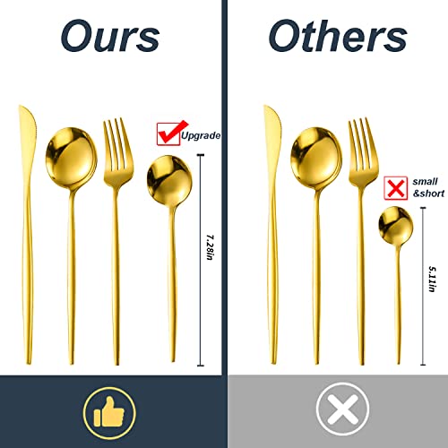LSTOXS 24-Piece Gold Silverware Set Gold Flatware Set for 6, Gold Spoons and Forks Set, Stainless Steel Gold Cutlery Set for Home Kitchen Restaurant Wedding, Mirror Polished Utensils Set, Dishwasher Safe - Image 2