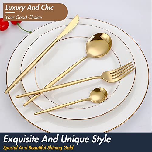 LSTOXS 24-Piece Gold Silverware Set Gold Flatware Set for 6, Gold Spoons and Forks Set, Stainless Steel Gold Cutlery Set for Home Kitchen Restaurant Wedding, Mirror Polished Utensils Set, Dishwasher Safe - Image 4