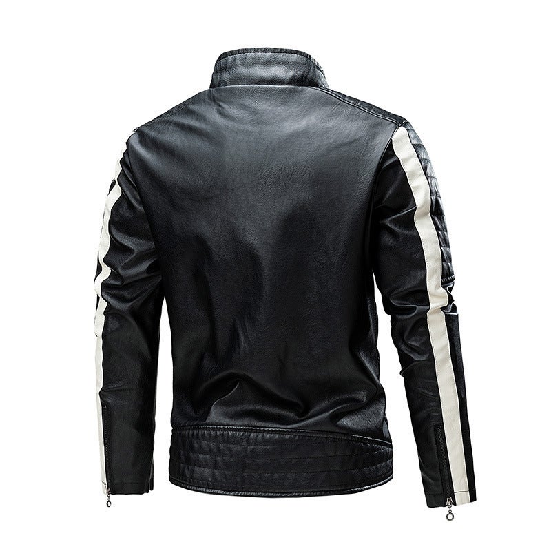 New Men'S Stitching Fashion Leather Jacket Jacket New Biker Leather Jacket Large Size Men'S - Image 5