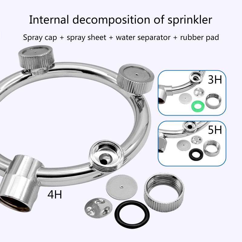 Garden Hose Nozzle Splitter 4 Heads Stainless Steel High Pressure Misting Sprinkler - Image 4