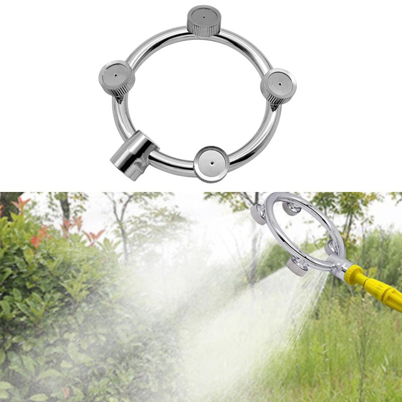 Garden Hose Nozzle Splitter 4 Heads Stainless Steel High Pressure Misting Sprinkler - Image 3
