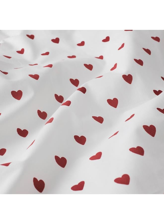 erorex Duvet cover 1 pillowcase for cot, heart pattern/white red, 110x125/35x55 cm - Image 2