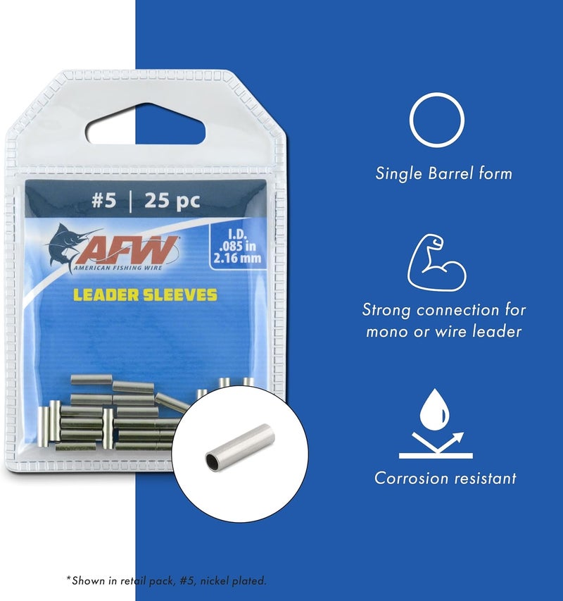 American Fishing Wire Single Barrel Crimp Sleeves, Nickel Color, Size 4, 0.071-Inch Inside Diameter, 1000-Pieces - Image 2