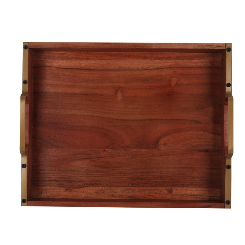 Anything & Everything Wooden Serving Tray with Brass Handle,Sheesham Wood - Image 4