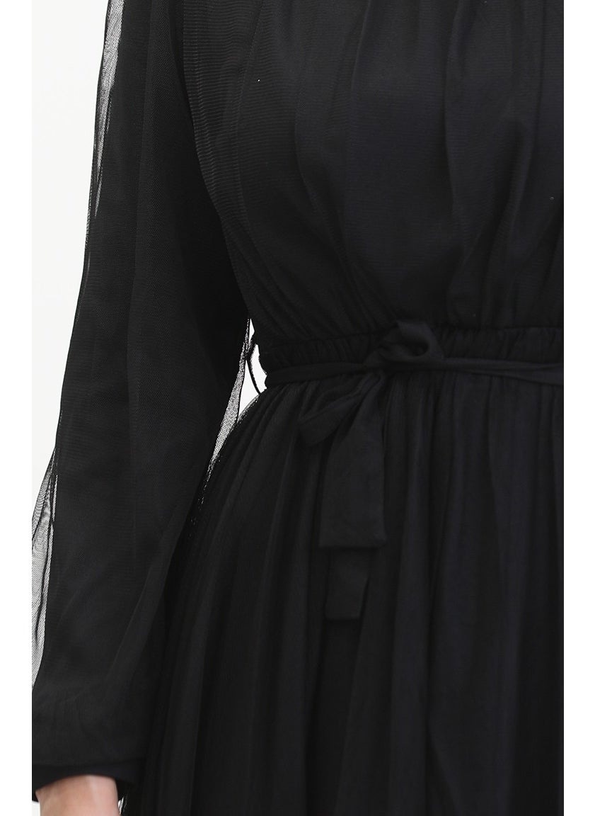 Sefa Merve - Zipper Evening Dress 5503-01 Black - Image 1