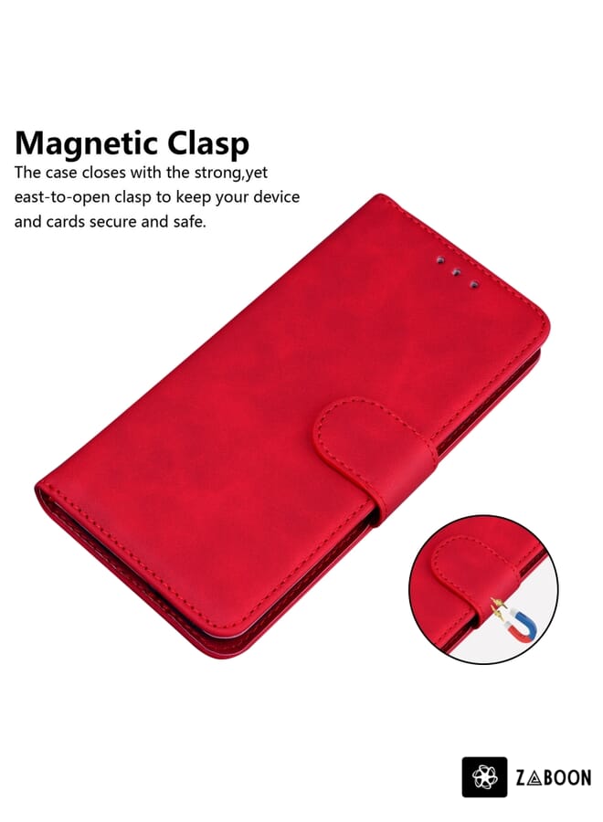 Zaboon Protective Case Cover For Xiaomi Redmi Note 12 Pro 5G Skin Feel Pure Color Flip Leather - Image 5