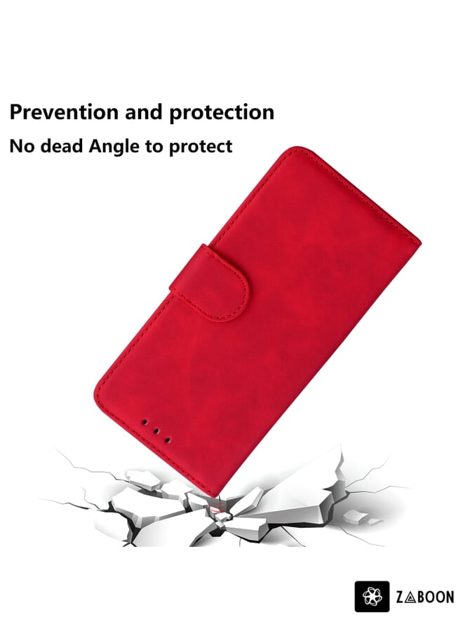 Zaboon Protective Case Cover For Xiaomi Redmi Note 12 Pro 5G Skin Feel Pure Color Flip Leather - Image 4