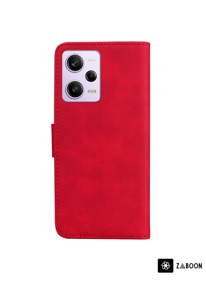 Zaboon Protective Case Cover For Xiaomi Redmi Note 12 Pro 5G Skin Feel Pure Color Flip Leather - Image 3