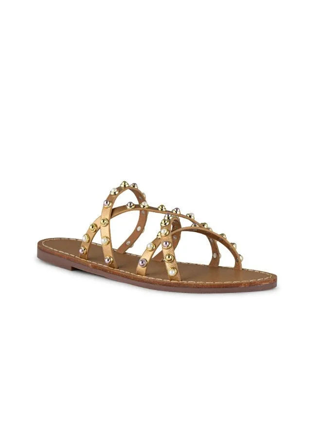 Vincci Gold Multi Strap Low Heel Sandals for Women | Best Price UAE