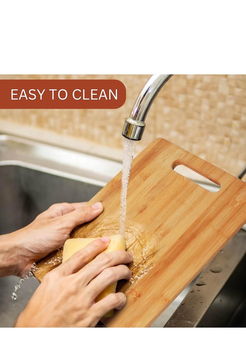 Zimtal - Large Bamboo Wooden Chopping Board with Handle Cutting Board with Juice Groove for Kitchen, Meat, Vegetables (Large) - Image 1