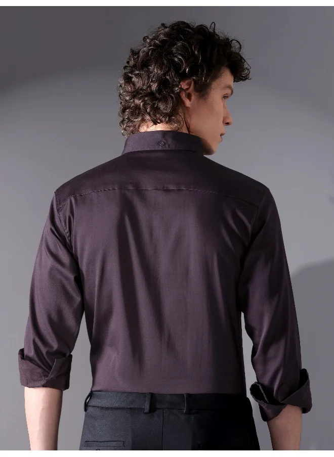 بيونغ Dark Wine Satin Shirt