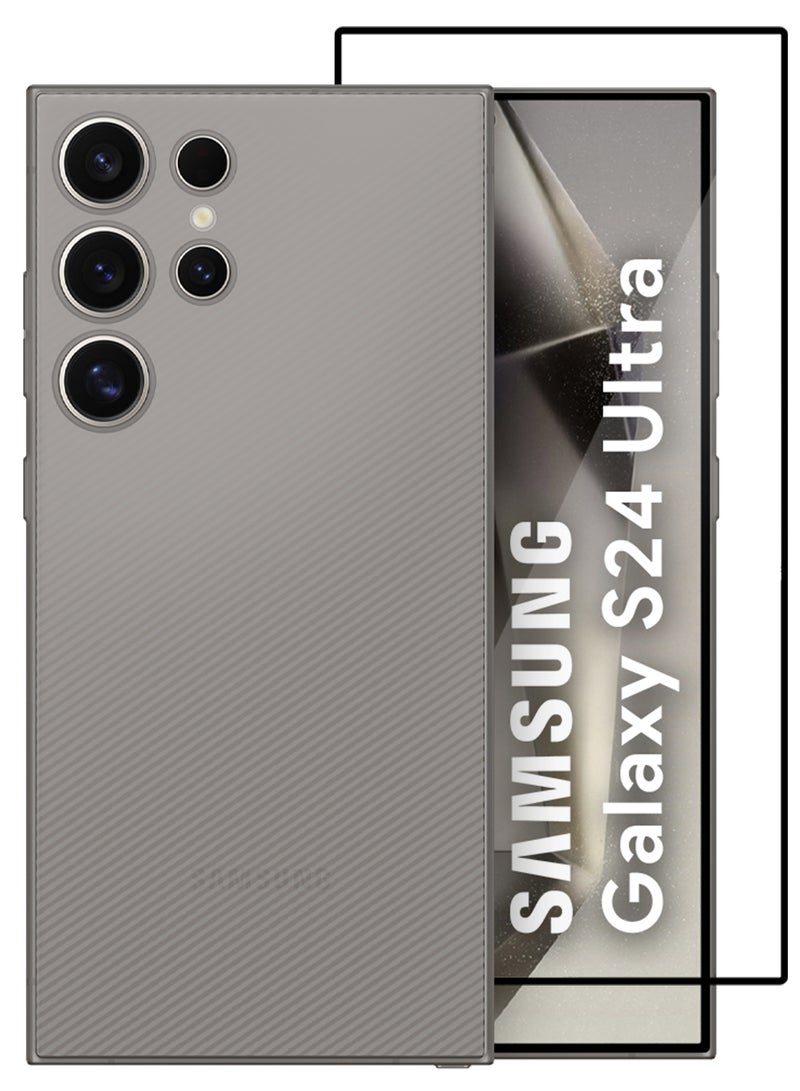 عبوة 2 من غلاف Air Skin لجهاز Galaxy S24 Ultra تصميم غلاف خلفي متين وقوي رقيق للغاية حماية من السقوط غلاف شفاف - أسود - Image 2