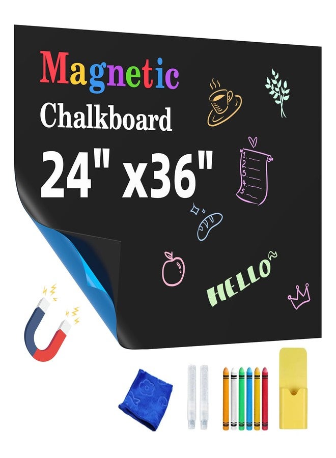Dr. Magnet Magnetic Chalkboard Contact Paper,24"x36" Blackboard Wallpaper Peel and Stick,Magnetic Black Board Wall Decal for Home Playroom Classroom (Black) - Image 1