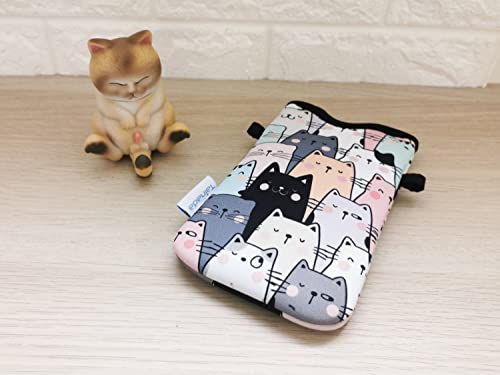 Tainada Men Women Neoprene Phone Sleeve Pouch Case Bag w/Crossbody Strap/Neck Lanyard for iPhone 17/16/15 Pro Max, Air, 16e, 16/15 Plus; Samsung S26, S25, A57, A56 (Doodle Cats Style 1) - Image 3