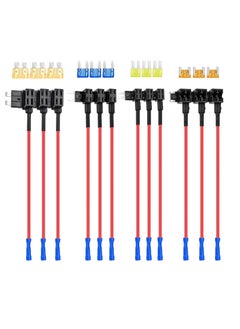 12 Pack 12V Car Add-a-Circuit Fuse Tap, Standard Mini Micro2 and Low Profile Fuse Taps, Fuse Holders Adapter Kits, 4 Types ATO ATC ATM APM Fuse Holder for Cars Trucks Boats