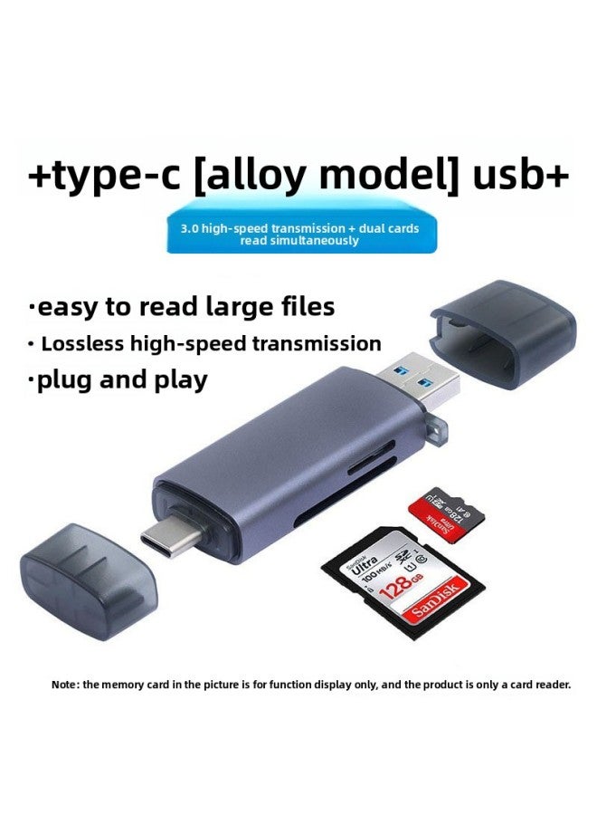 Type-c Card Reader Camera Sd Card Tf Multi-function Usb3.0 High-speed Internal Memory Card Typec Computer U Disk Suitable-Color:Usb3.0+type-c [supports Tf+sd] Dual Sim Card Reading-alloy Model-Capacity:Default Item  - Image 1